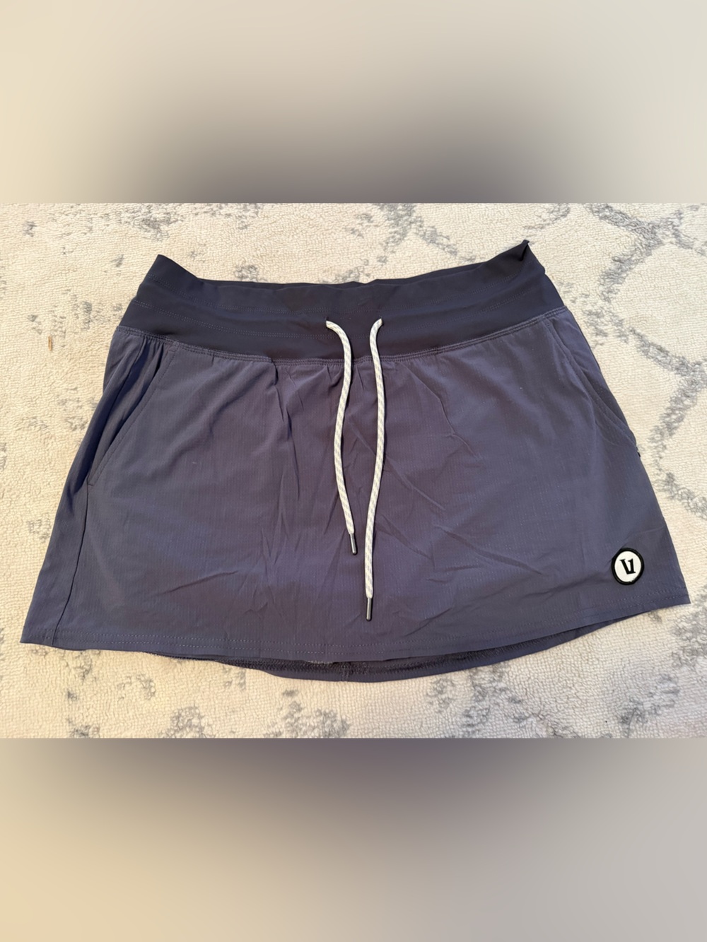 Vuori Slate Blue Athletic Skort with Drawstring Waist